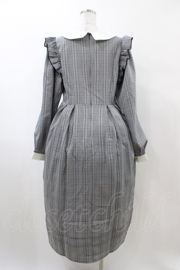 画像2: DearMyLove / 配色角襟フリルタック長袖ワンピース 3L ブラック H-26-02-11-1019-EL-OP-NS-ZH (2)