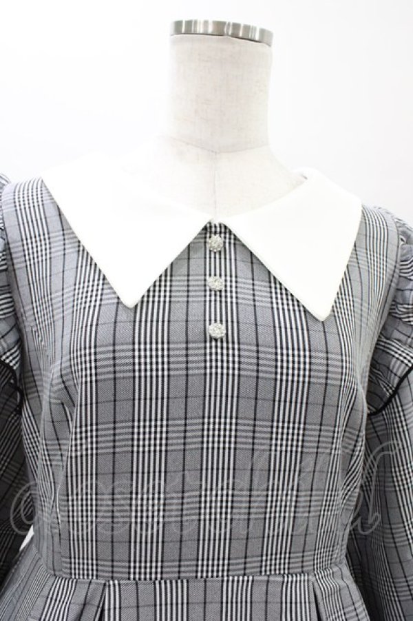 画像3: DearMyLove / 配色角襟フリルタック長袖ワンピース 3L ブラック H-26-02-11-1019-EL-OP-NS-ZH (3)