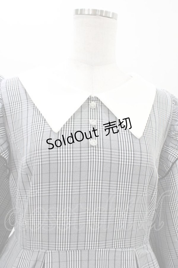 画像3: DearMyLove / 配色角襟フリルタック長袖ワンピース 3L ブラック H-26-02-11-1019-EL-OP-NS-ZH (3)