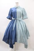 画像1: axes femme / バイカラー半袖ワンピ M ブルー H-26-02-11-1024-AX-OP-NS-ZH (1)