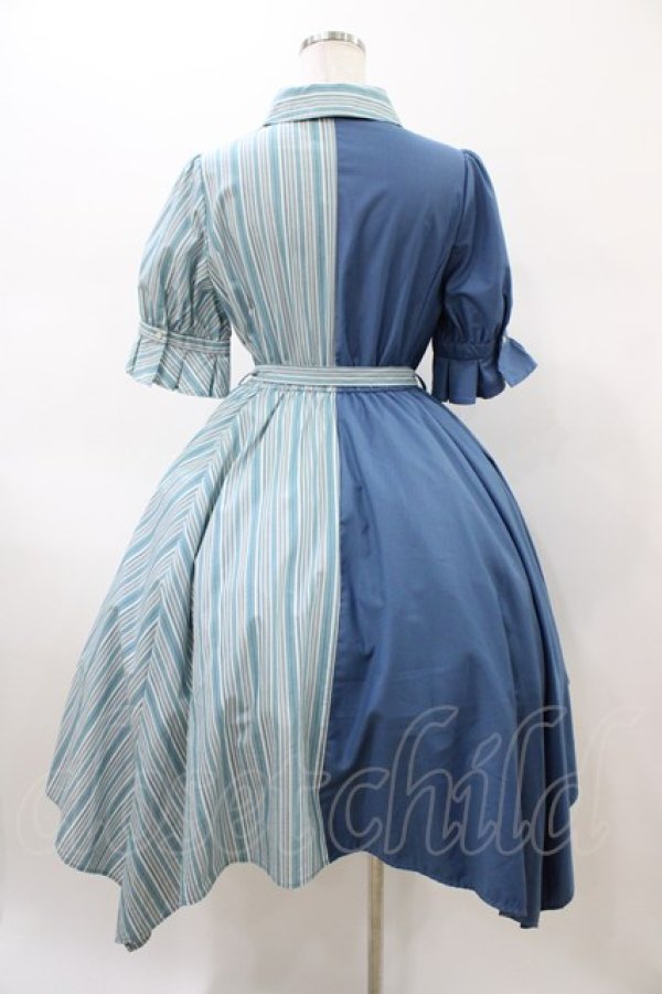 画像2: axes femme / バイカラー半袖ワンピ M ブルー H-26-02-11-1024-AX-OP-NS-ZH (2)