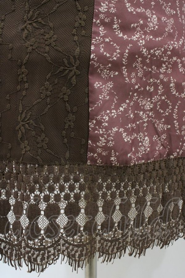 画像3: axes femme / レース×花柄切替ガウンワンピース M ブラウン H-26-02-11-1026-AX-OP-NS-ZH (3)