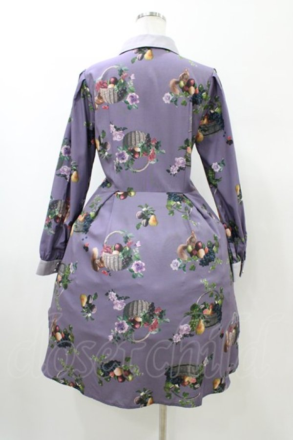 画像2: axes femme POETIQUE / ラ レコルト柄シャツワンピース M パープル H-26-02-11-1028-AX-OP-NS-ZH (2)