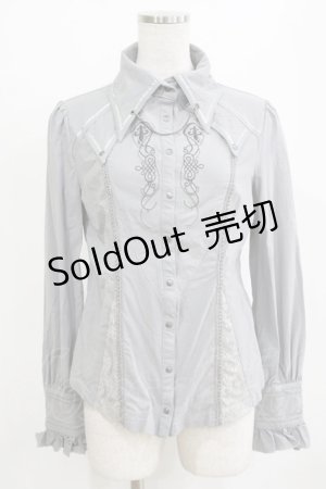 画像: Rozen Kavalier / チェーン付き刺繍シャツ  グレー H-26-02-11-047-OO-BL-AK-ZH