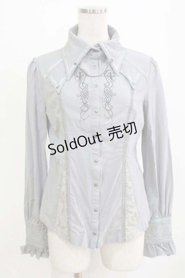 画像1: Rozen Kavalier / チェーン付き刺繍シャツ  グレー H-26-02-11-047-OO-BL-AK-ZH (1)