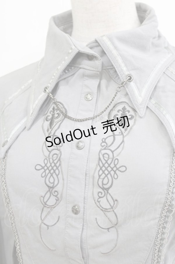 画像4: Rozen Kavalier / チェーン付き刺繍シャツ  グレー H-26-02-11-047-OO-BL-AK-ZH (4)