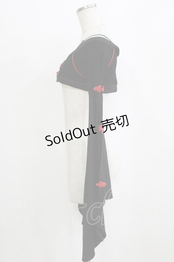 画像2: Qutie Frash / ベルト付き着物カットソー  黒 H-26-02-11-049-QU-TO-AK-ZH (2)