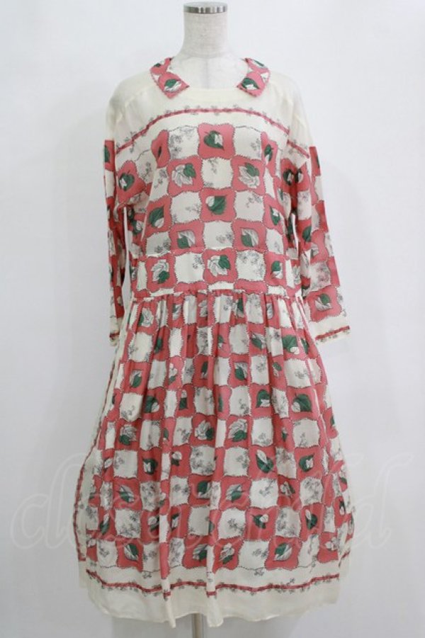 画像1: Jane Marple Dans Le Salon / Winter leafのタブリエドレス  ピンク H-26-02-11-006-JM-OP-KB-ZH (1)