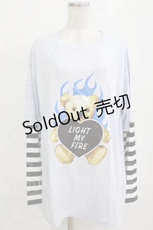 画像: LISTEN FLAVOR / ファイヤーハートベアレイヤード風ロンT F サックス H-26-02-11-061-PU-TO-AK-ZH