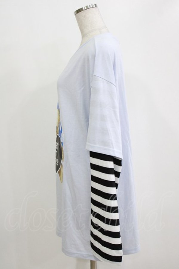 画像2: LISTEN FLAVOR / ファイヤーハートベアレイヤード風ロンT F サックス H-26-02-11-061-PU-TO-AK-ZH (2)