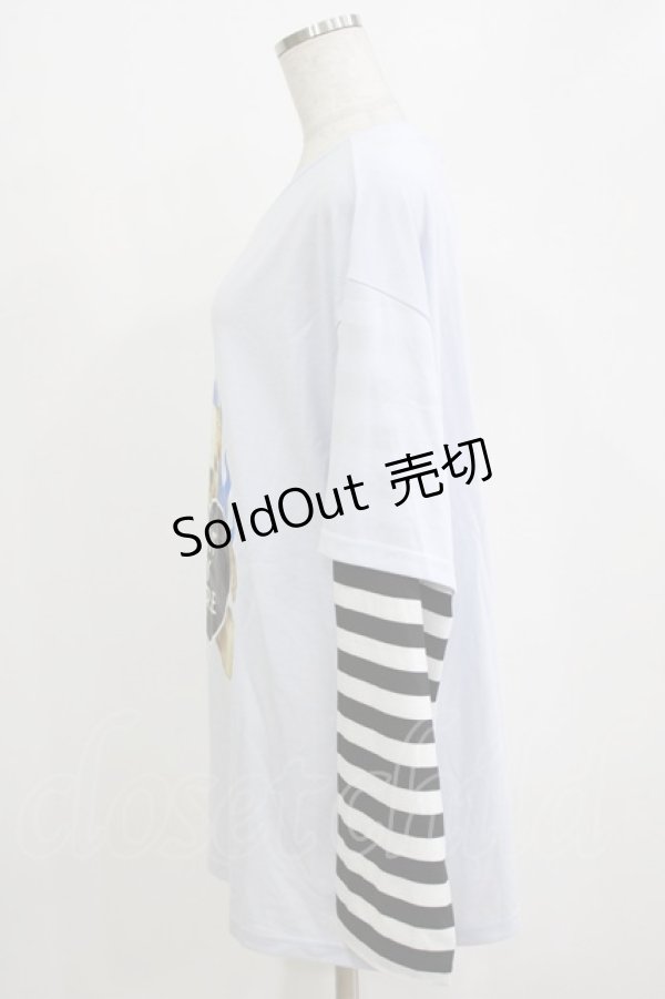 画像2: LISTEN FLAVOR / ファイヤーハートベアレイヤード風ロンT F サックス H-26-02-11-061-PU-TO-AK-ZH (2)