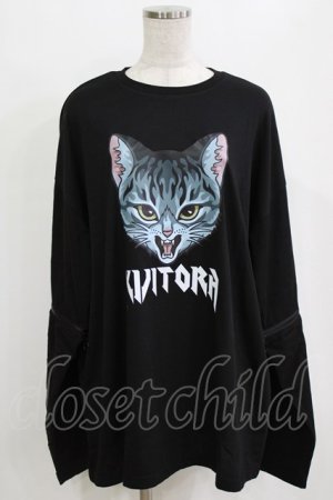 画像: LISTEN FLAVOR / 猫サンチーム2WAYジップロンT ユニセックス 黒 H-26-02-11-062-PU-TO-AK-ZH