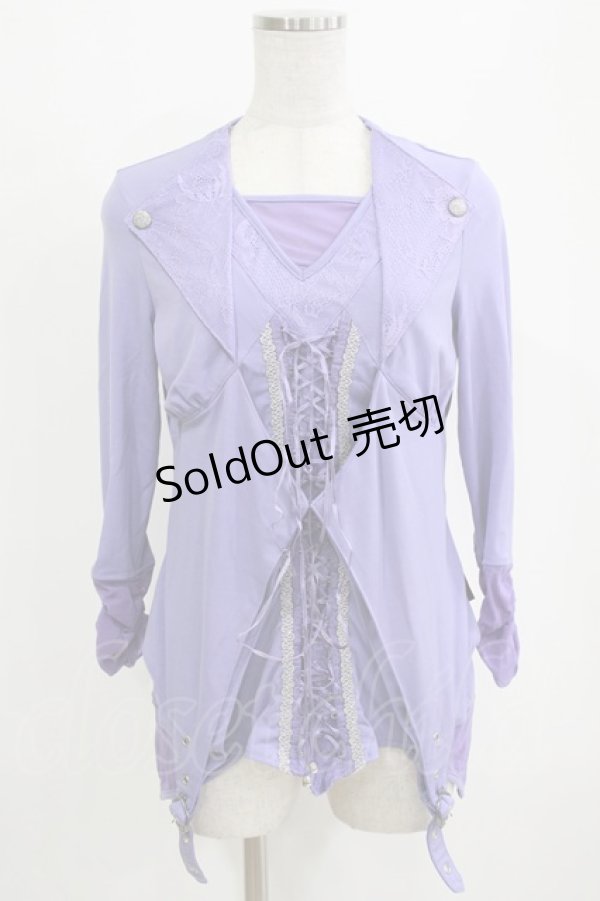 画像1: Ozz Croce / メッシュ切替レイヤードトップス  紫 H-26-02-11-064-OO-TO-AK-ZH (1)