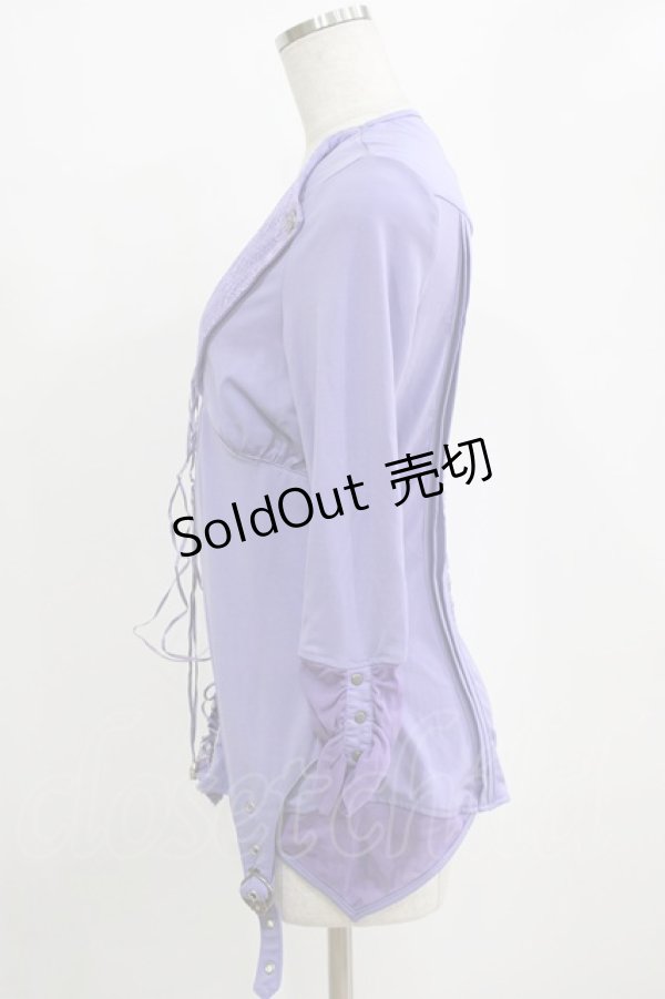 画像2: Ozz Croce / メッシュ切替レイヤードトップス  紫 H-26-02-11-064-OO-TO-AK-ZH (2)
