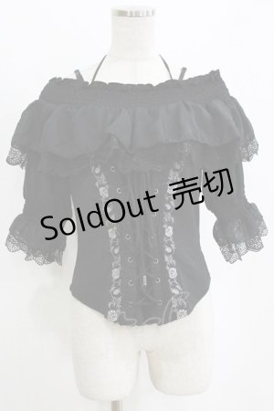 画像: Ozz oneste / 薔薇刺繍オフショルダープルオーバー  ブラック H-26-02-11-066-OO-TO-KB-ZH