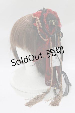 画像: Ozz On / コサージュリボンクリップ  黒×赤 H-26-02-11-070-OO-AC-KB-ZH