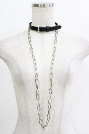 画像: MILKBOY / レザーチョーカー+ロングチェーン  ブラック H-26-02-11-072-MB-AC-KB-ZH