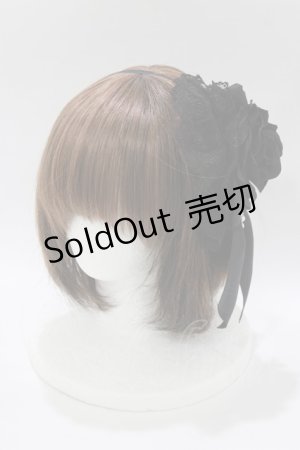 画像: ATELIER PIERROT / 薔薇レースカチューシャ  黒 H-26-02-11-075-EL-AC-AK-ZH