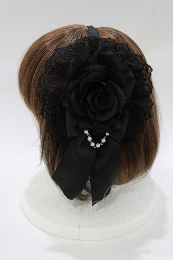 画像2: ATELIER PIERROT / 薔薇レースカチューシャ  黒 H-26-02-11-075-EL-AC-AK-ZH (2)
