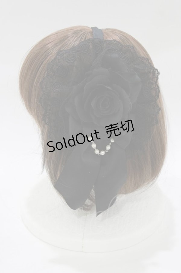 画像2: ATELIER PIERROT / 薔薇レースカチューシャ  黒 H-26-02-11-075-EL-AC-AK-ZH (2)