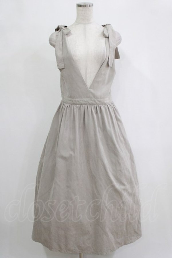 画像1: merry jenny / ショルダーリボンジャンパースカート  ライトグレー H-26-02-11-009-LO-OP-KB-ZH (1)