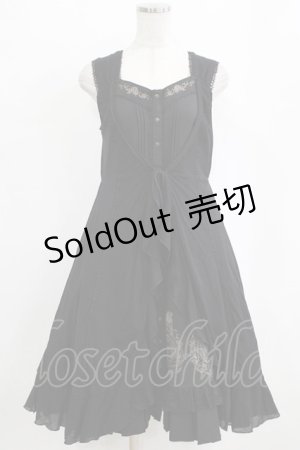 画像: Ozz oneste / 薔薇刺繍レイヤードワンピース  黒 H-26-02-11-013-OO-OP-AK-ZH