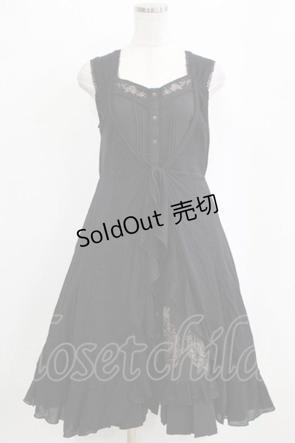 画像1: Ozz oneste / 薔薇刺繍レイヤードワンピース  黒 H-26-02-11-013-OO-OP-AK-ZH (1)