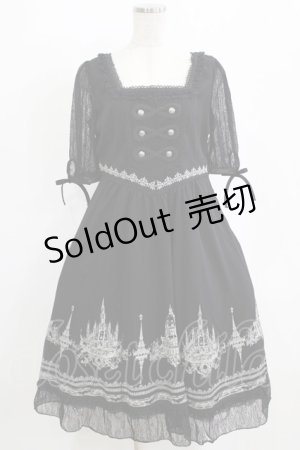 画像: Ozz oneste / レース切替プリントワンピース  黒 H-26-02-11-014-OO-OP-AK-ZH