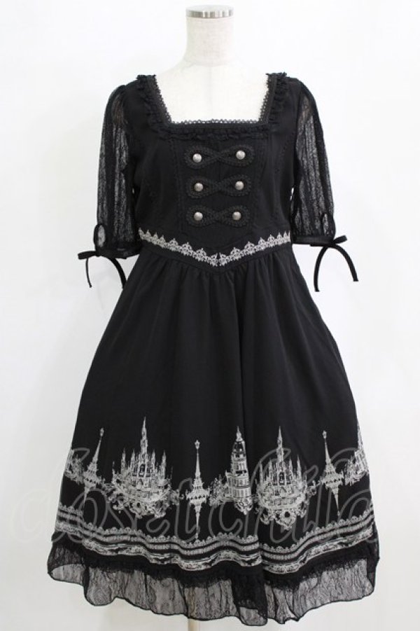 画像1: Ozz oneste / レース切替プリントワンピース  黒 H-26-02-11-014-OO-OP-AK-ZH (1)