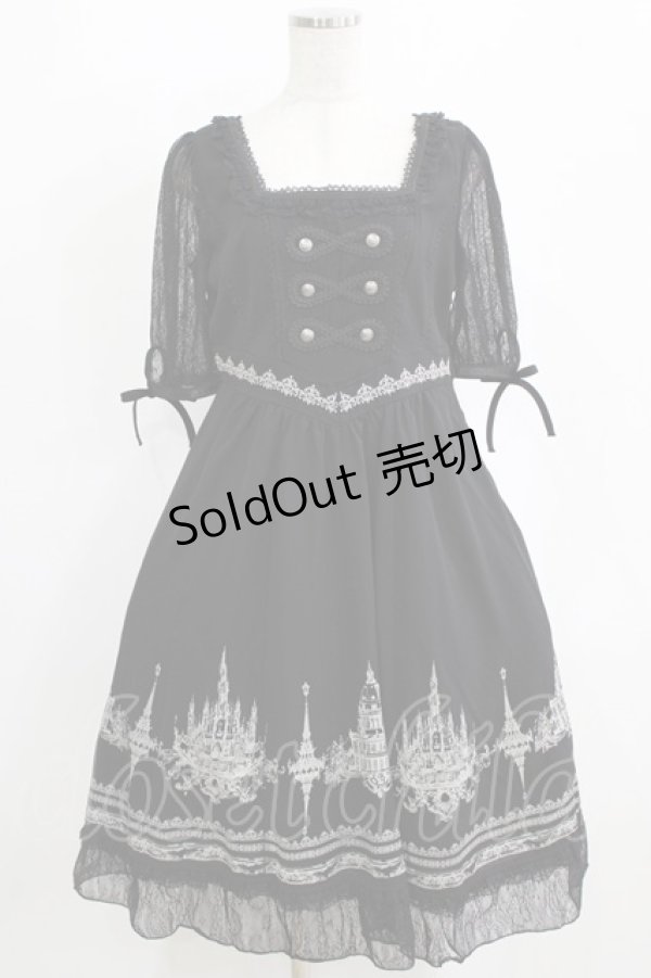 画像1: Ozz oneste / レース切替プリントワンピース  黒 H-26-02-11-014-OO-OP-AK-ZH (1)