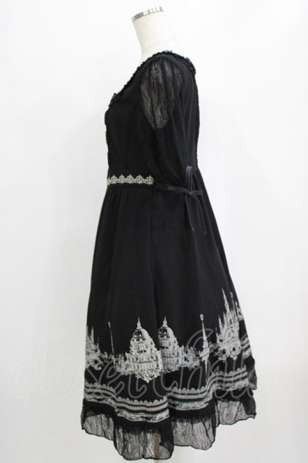 画像2: Ozz oneste / レース切替プリントワンピース  黒 H-26-02-11-014-OO-OP-AK-ZH (2)