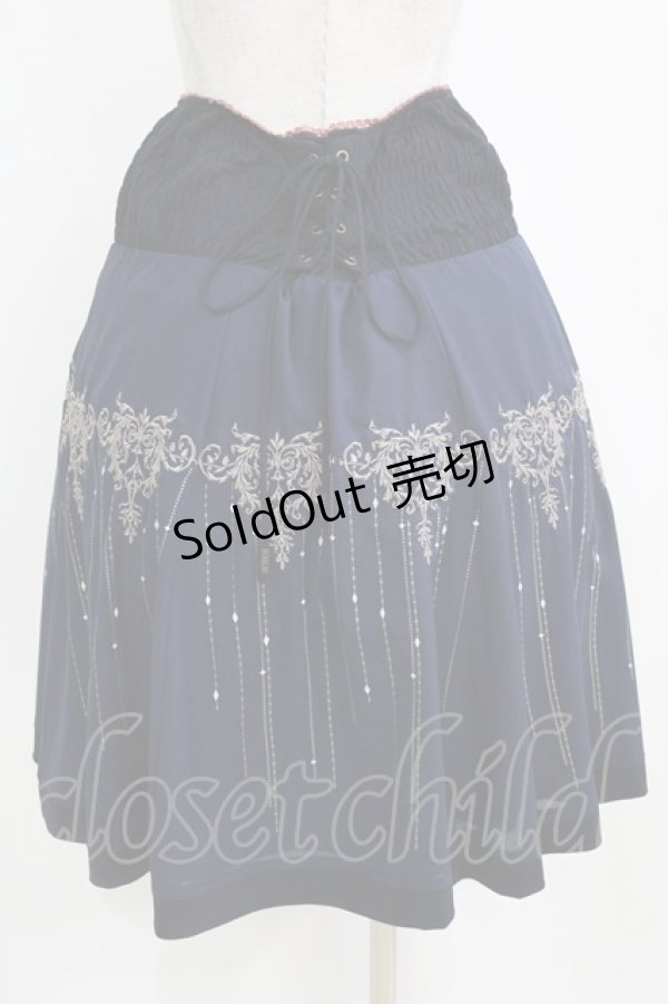 画像3: Rozen Kavalier / 刺繍シャーリングスカート  ネイビー H-26-02-11-020-OO-SK-KB-ZH (3)