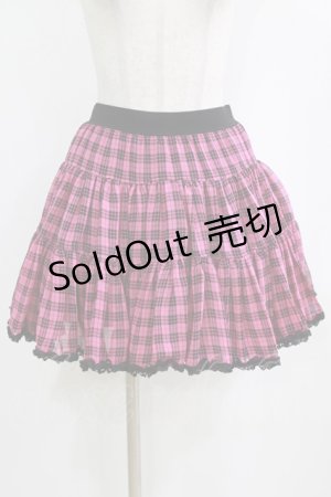 画像: ALGONQUINS / シフォンチェックスカート F ピンク×黒 H-26-02-11-023-AL-SK-AK-ZH