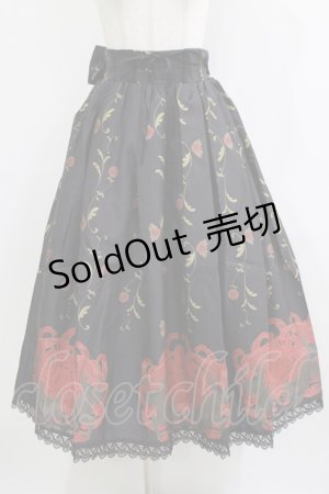 画像: Chalmiere / 菊と狐柄スカート M ブラック H-26-02-12-023-0-SK-NS-ZH