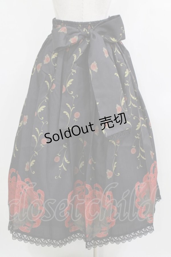 画像3: Chalmiere / 菊と狐柄スカート M ブラック H-26-02-12-023-0-SK-NS-ZH (3)