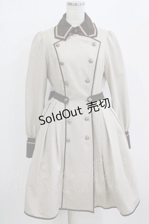 画像1: Innocent World / ストライプコートワンピース M/92cm丈 ミルクティ H-26-02-12-032-IW-OP-NS-ZH (1)