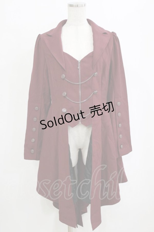 画像1: axes femme POETIQUE / 燕尾デザインロングジャケット M ワイン H-26-02-12-036-AX-JA-NS-ZH (1)