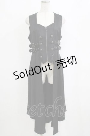 画像: NIBBLE POISON / ベルトデザインロングベスト M ブラック H-26-02-12-037-0-JA-NS-ZH