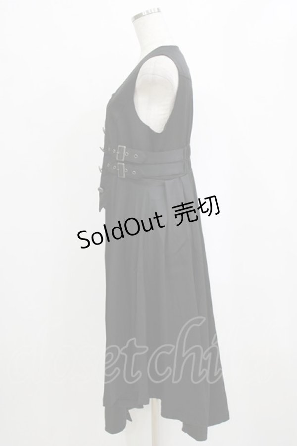 画像2: NIBBLE POISON / ベルトデザインロングベスト M ブラック H-26-02-12-037-0-JA-NS-ZH (2)