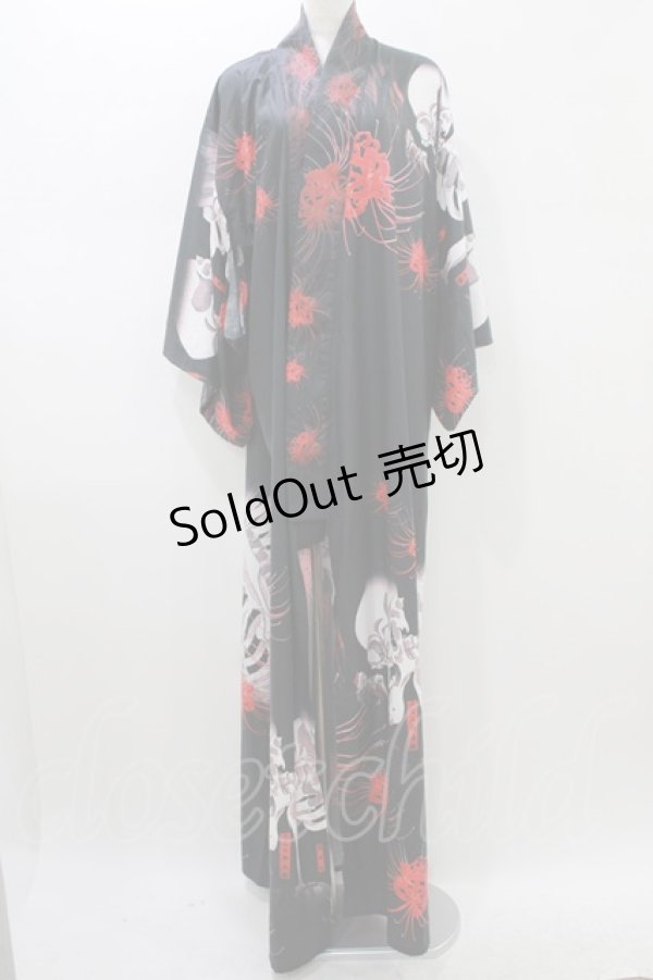 画像1: Royal Princess Alice / 新がしゃどくろ浴衣 Free ブラック H-26-02-12-040-LO-OP-NS-ZH (1)