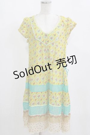 画像: Cherir la femme / ローズプリントワンピース M ブルー H-26-02-12-041-LO-OP-NS-ZH