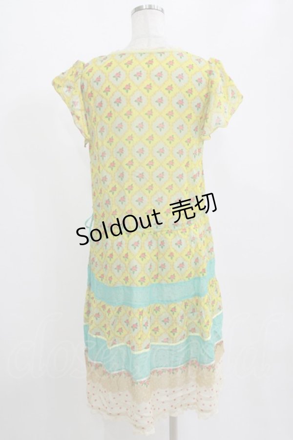 画像3: Cherir la femme / ローズプリントワンピース M ブルー H-26-02-12-041-LO-OP-NS-ZH (3)