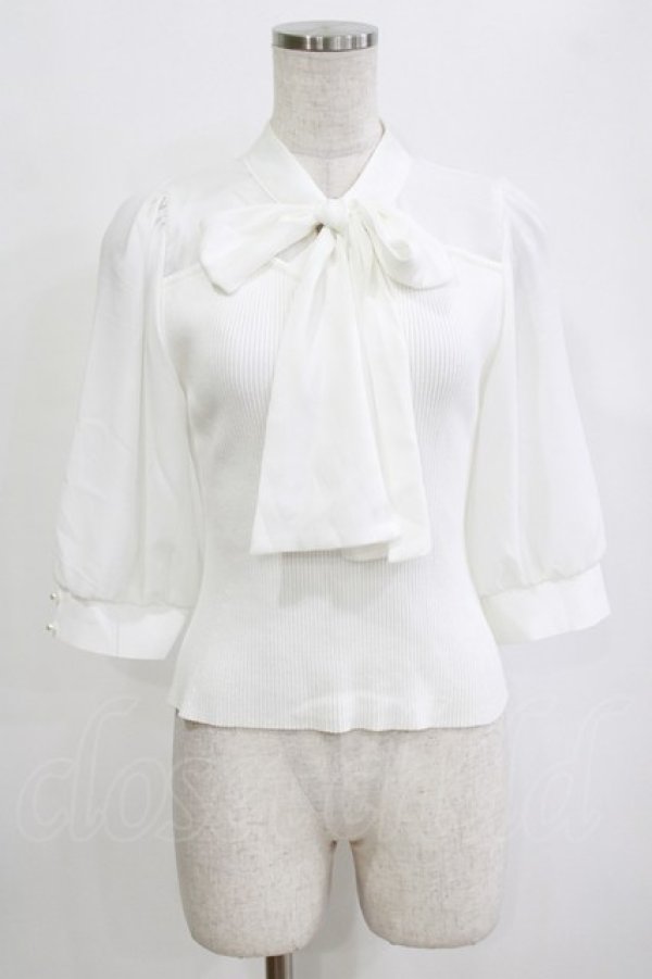 画像1: evelyn / ボウタイトップス Free オフ H-26-02-12-046-LO-TO-NS-ZH (1)