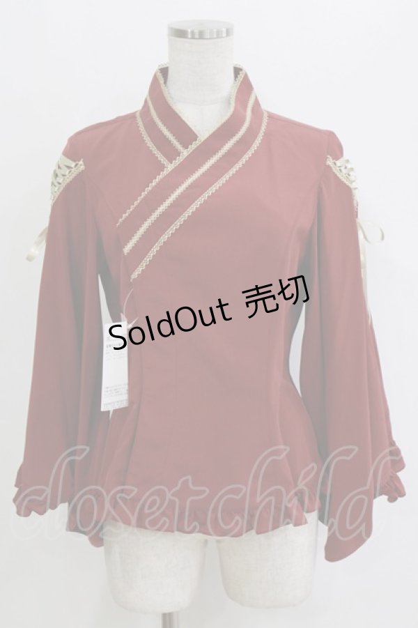 画像1: metamorphose / 着物合わせ風ブラウス サイズ1 えんじ H-26-02-12-047-ME-BL-NS-ZH (1)