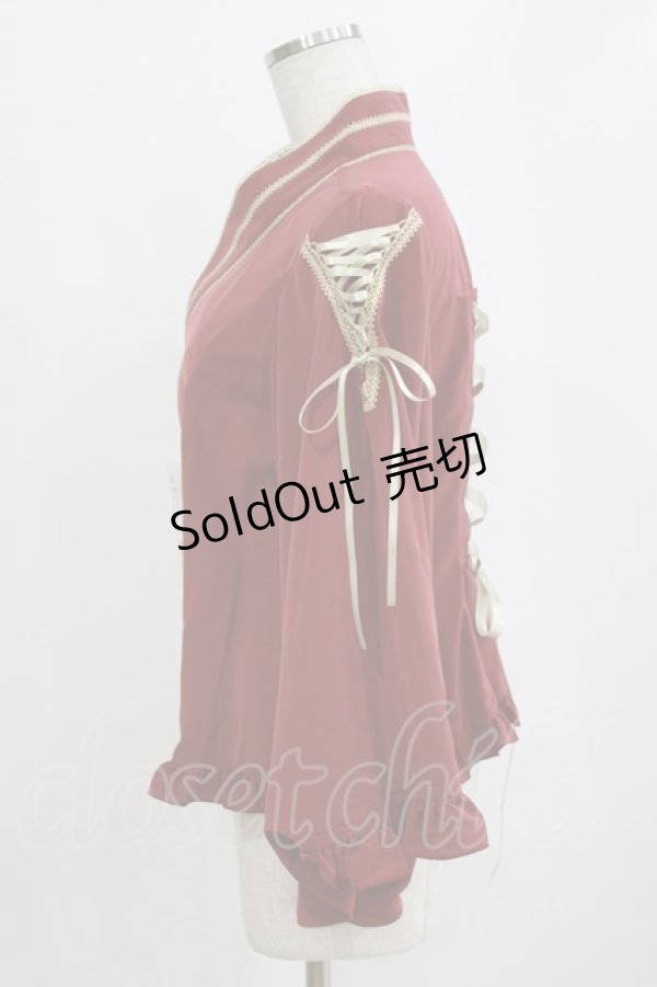 画像2: metamorphose / 着物合わせ風ブラウス サイズ1 えんじ H-26-02-12-047-ME-BL-NS-ZH (2)