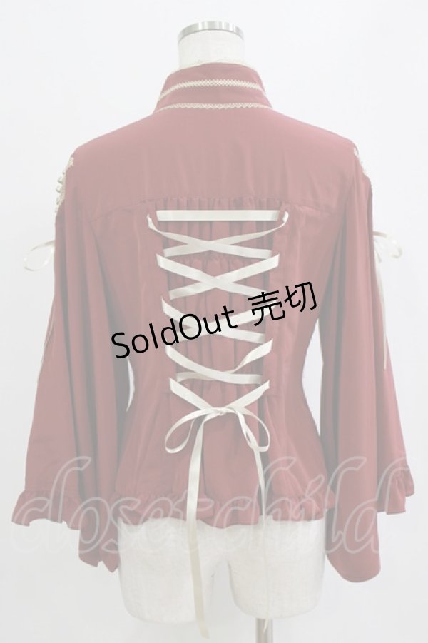 画像3: metamorphose / 着物合わせ風ブラウス サイズ1 えんじ H-26-02-12-047-ME-BL-NS-ZH (3)