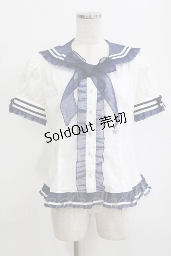 画像1: Angelic Pretty / フェアリーマリンブラウス Free オフ/ネイビー H-26-02-12-048-AP-BL-NS-ZH (1)