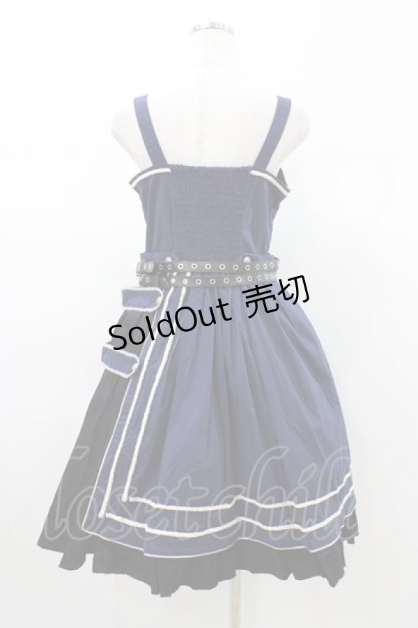 画像4: 春 （海外ロリータブランド） / ミリタリージャンパースカート+マント M ネイビー H-26-02-12-1036-0-OP-NS-ZH (4)