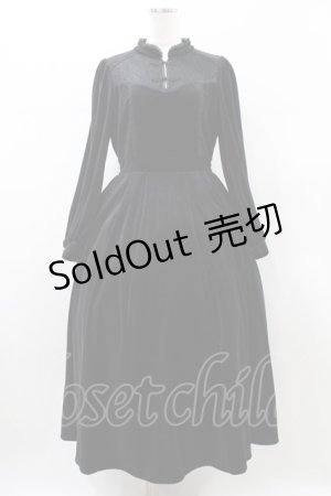 画像: axes femme / チャイナ風ベロアワンピース M ブラック H-26-02-12-1046-AX-OP-NS-ZH