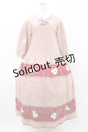 画像: PINK HOUSE / くまちゃん切替チェックワンピース Free レッド H-26-02-12-1051-LO-OP-NS-ZH